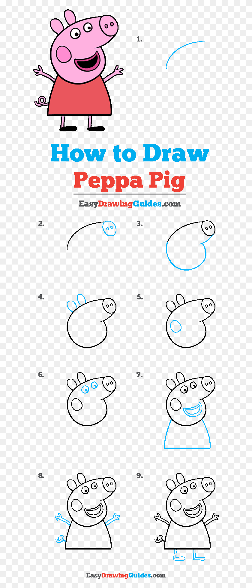 620x1896 How To Draw Peppa Pig Peppa Pig Drawing Easy, Text, Number, Symbol HD PNG Download