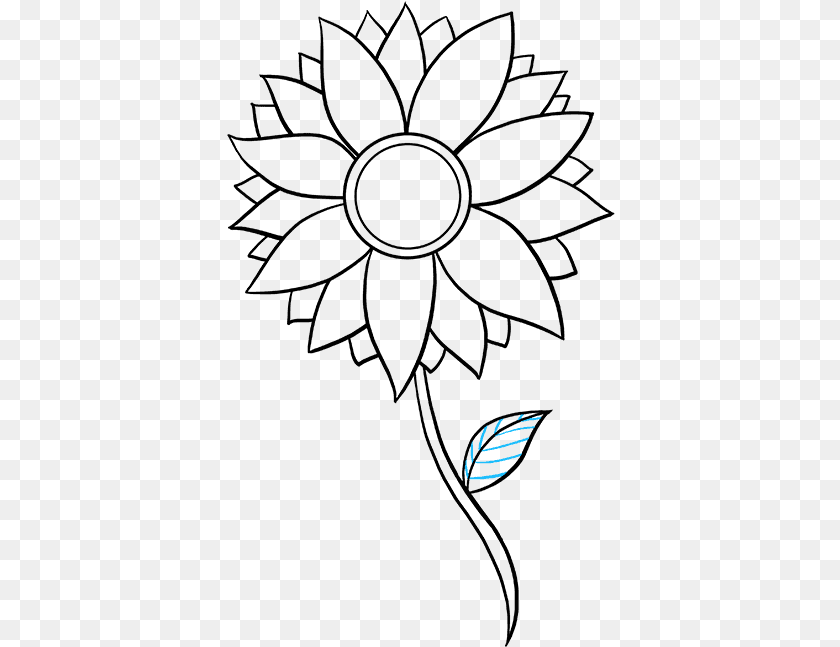 389x647 How To Draw Sunflower Step Easy Simple Sunflower Drawing, Logo PNG