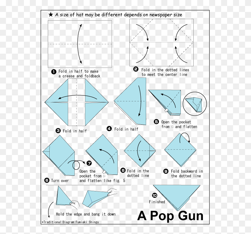 567x725 How To Make Origami Ninja Weapons How To Make Origami Origami Pop Gun, Diagram, Plan, Plot HD PNG Download