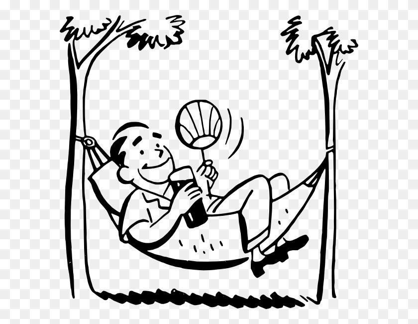 600x590 How To Set Use Man In Hammock Icon Relaxing Clipart Black And White, Stencil, Lawn Mower, Tool HD PNG Download