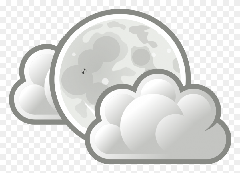 827x581 How To Set Use Tango Weather Few Clouds Night Clipart Moon With Clouds Clipart, Nature, Outdoors, Hail HD PNG Download