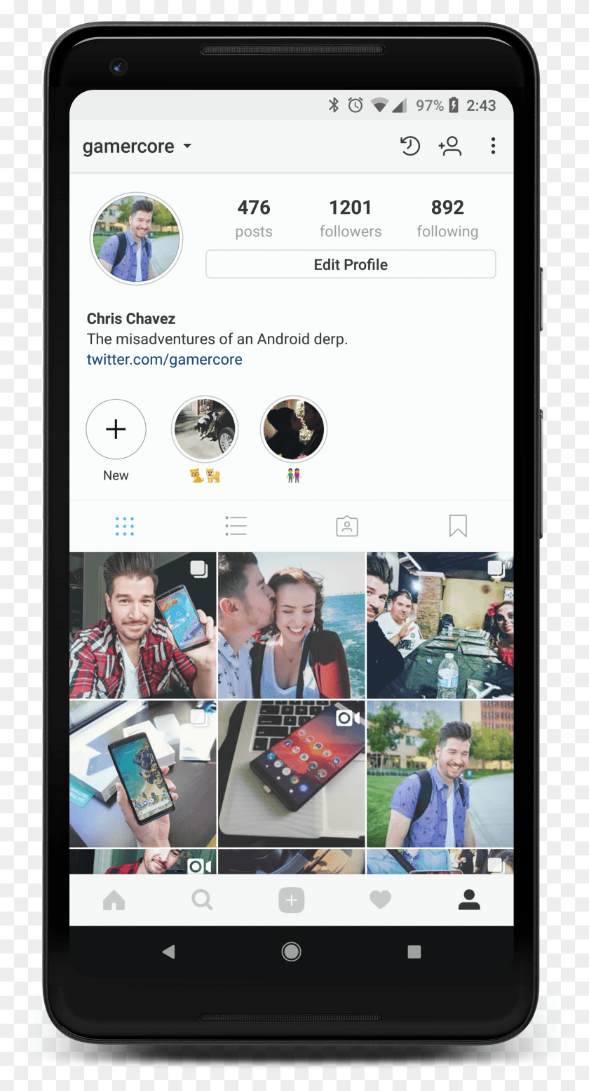 1773x3402 How To Use Instagram39S New Highlight Feature To Pin Smartphone, Person, Human, Phone Descargar Hd Png
