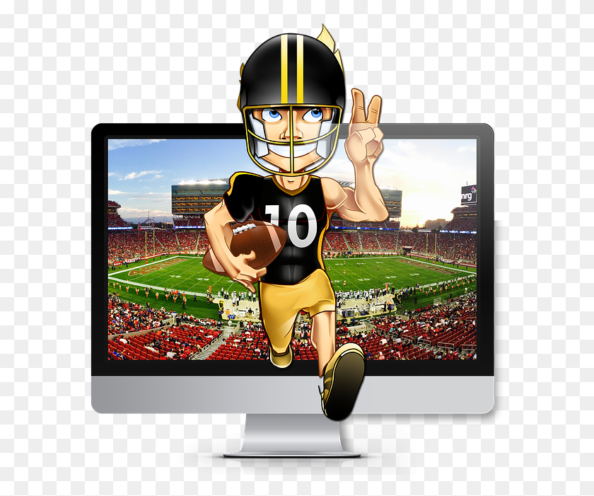 590x641 How To Watch The Superbowl Online American Football, Person, People, Screen HD PNG Download