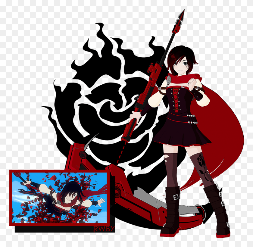 829x808 However Following The Fall Of Beacon Ruby Travels Blazblue Cross Tag Battle Ruby Rose, Person, Human, Clothing HD PNG Download