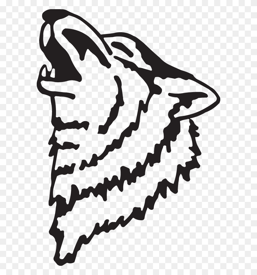 600x839 Howling Wolf Head, Label, Text, Stencil HD PNG Download