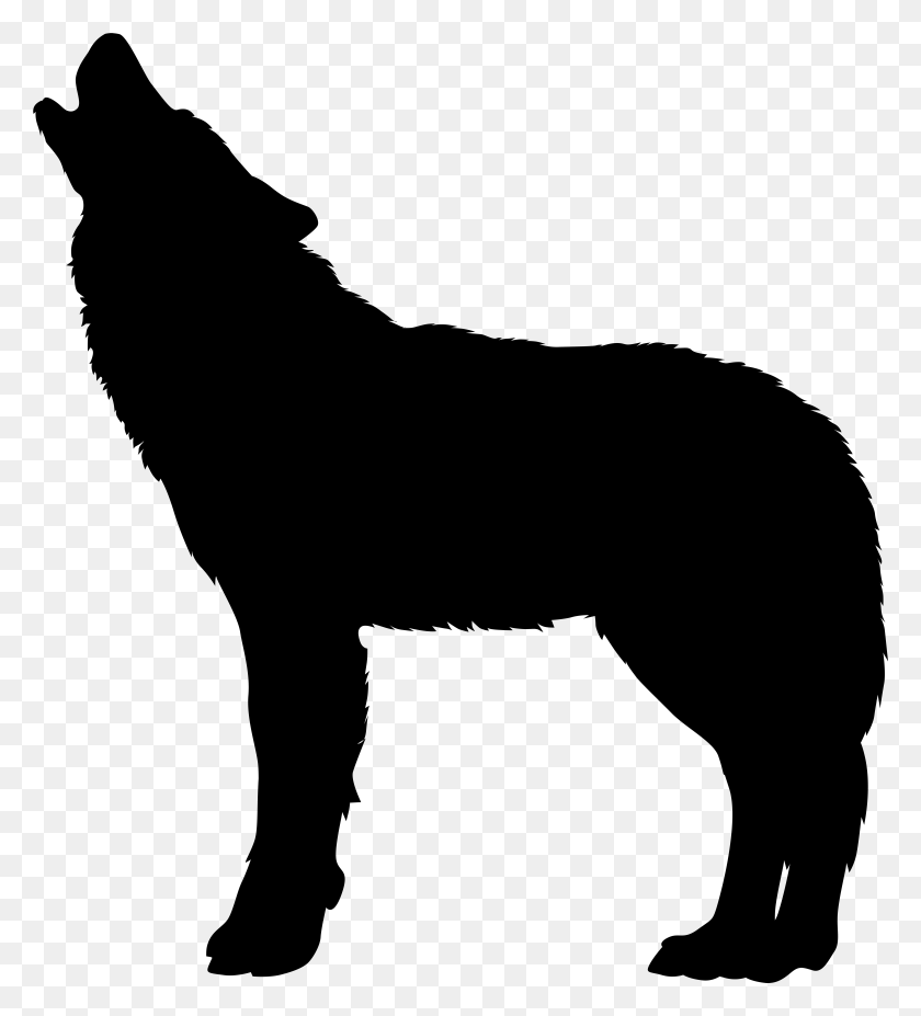 6932x7711 Howling Wolf Silhouette Transparent Clip Art Image, Gray, World Of Warcraft HD PNG Download