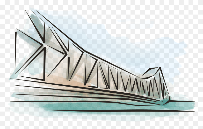 2361x1430 Howrah Bridge India Dhow, Building, Architecture, Convention Center HD PNG Download