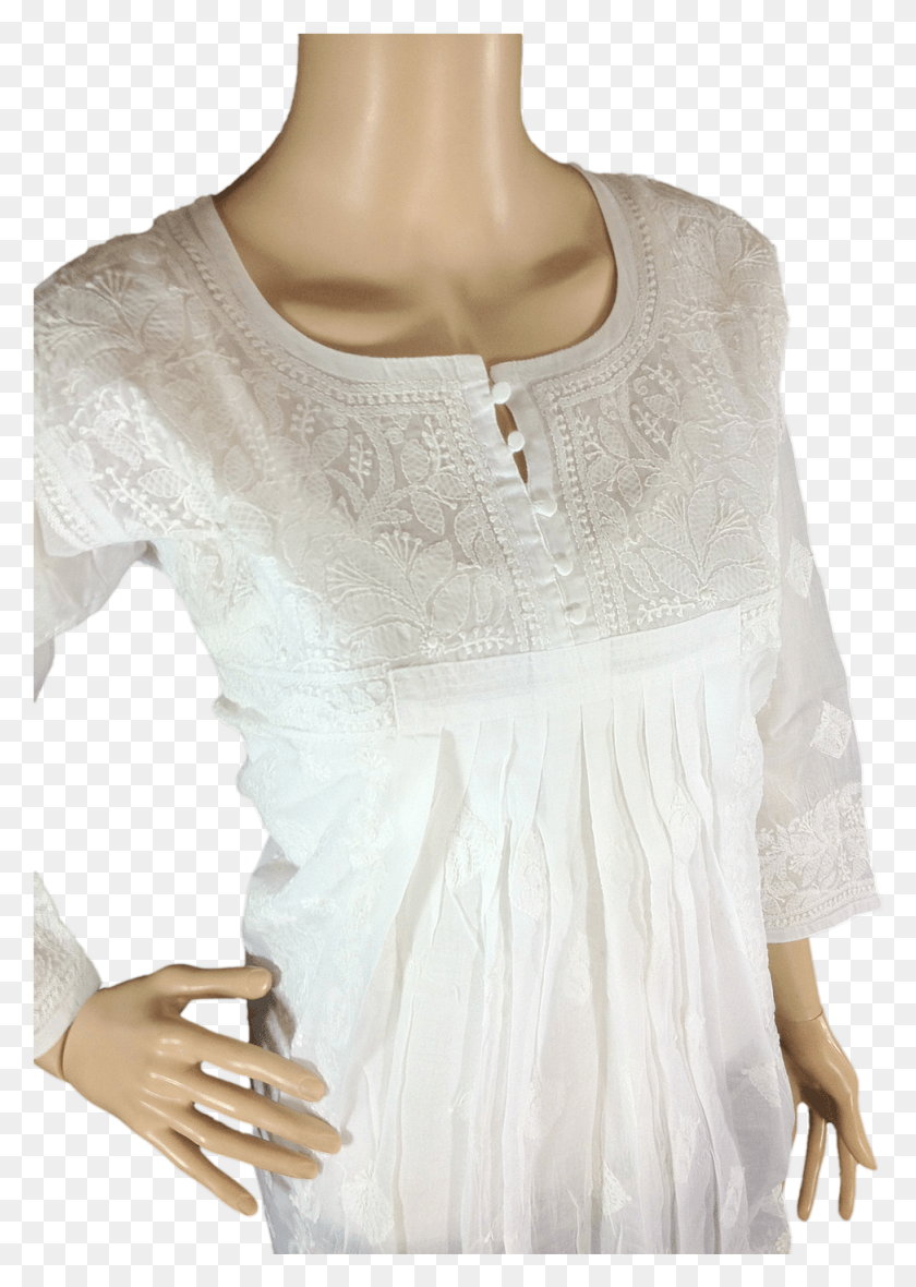 973x1398 Http Chikirpolo Kurti Fwnctnwht003676 Sideviewright Blouse, Clothing, Apparel, Sleeve HD PNG Download