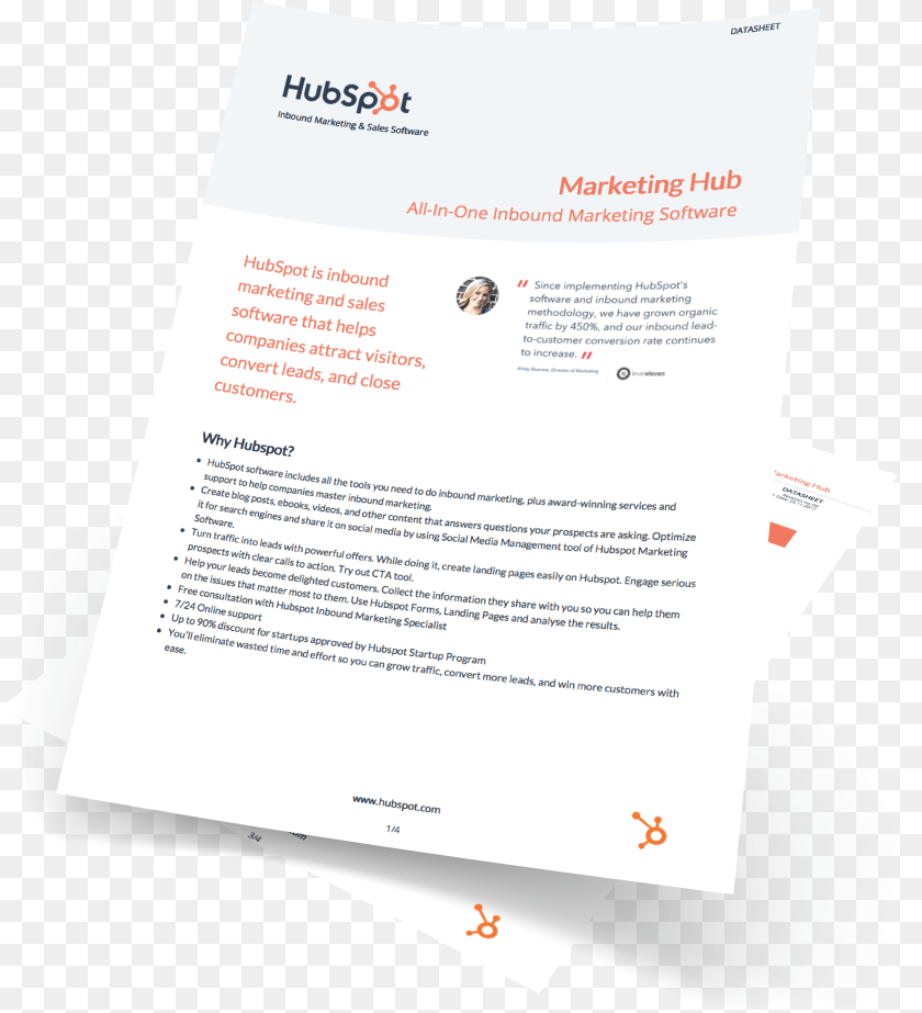 Hubspot Marketing Software Datasheet Template Brochure, Advertisement, Poster, Person, Text Clipart PNG