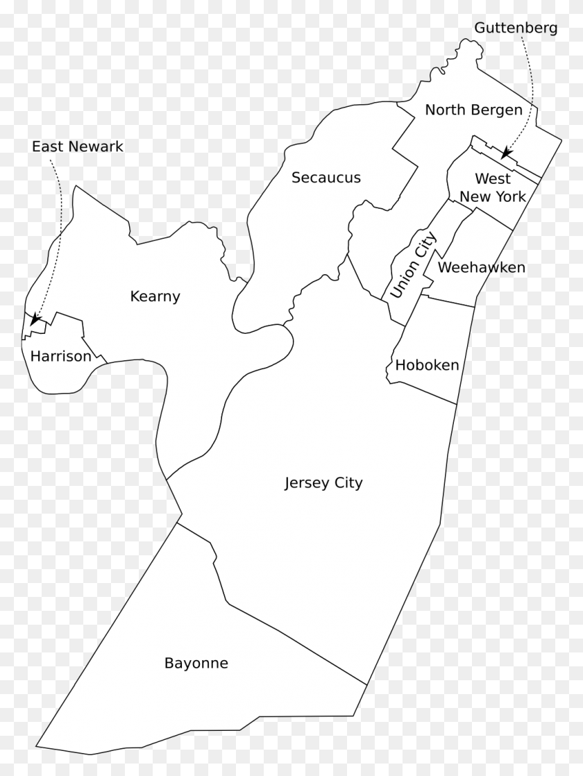 1025x1391 Hudson County Nj Municipalities Labeled Hudson County City Map, Plot, Diagram, Shoulder HD PNG Download