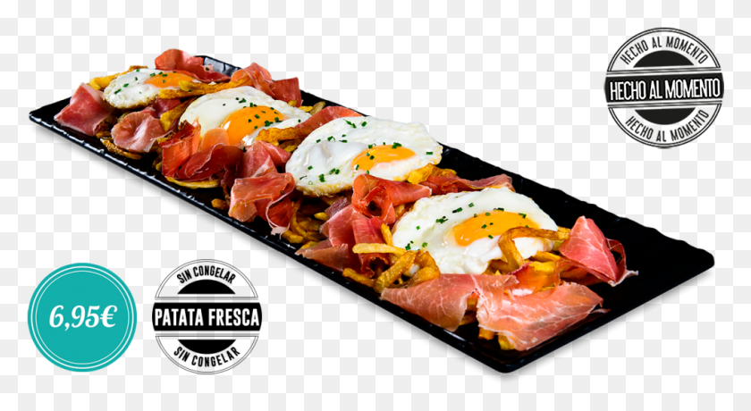1008x517 Huevos Rotos Castizos, Pork, Food, Ham HD PNG Download