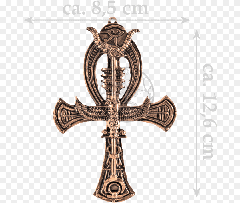 678x709 Huge Ankh With Horus Isis Amp Egyptian Symbols Ankh With Horns, Cross, Symbol, Person, Blade Clipart PNG