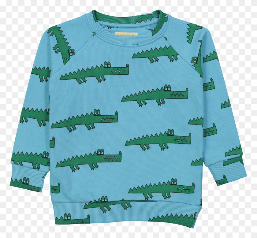 779x718 Hugo Loves Tiki Sweatshirt Blue Crocodile Hugo Loves Tiki Krokodil, Clothing, Apparel, Sleeve HD PNG Download