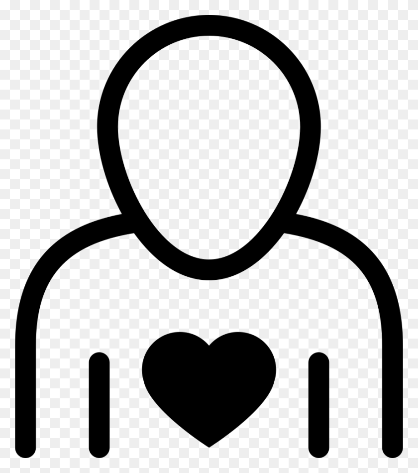858x980 Human Outline With Heart Comments Human With Heart Icon, Stencil, Text, Symbol HD PNG Download