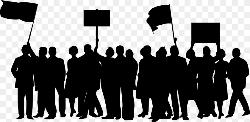 Human Protest Clipart, Gray PNG