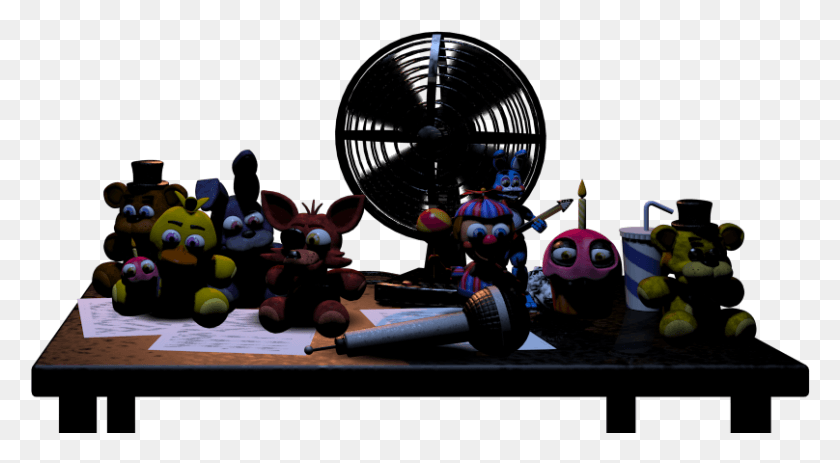 808x418 I Also Made A Transparent Of The Full Desk Fnaf 2 Office Plushies, Toy, Wheel, Machine HD PNG Download