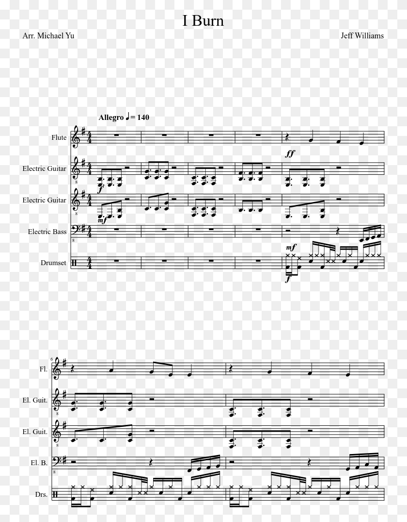 749x1015 I Burn Sheet Music Composed By Jeff Williams 1 Of 22 First Burn Sheet Music, Gray, World Of Warcraft HD PNG Download