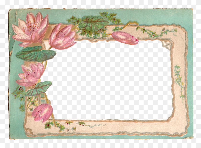 1534x1105 I Created This Digital Frame From A Vintage Postcard Water Lily Frame, Plant HD PNG Download