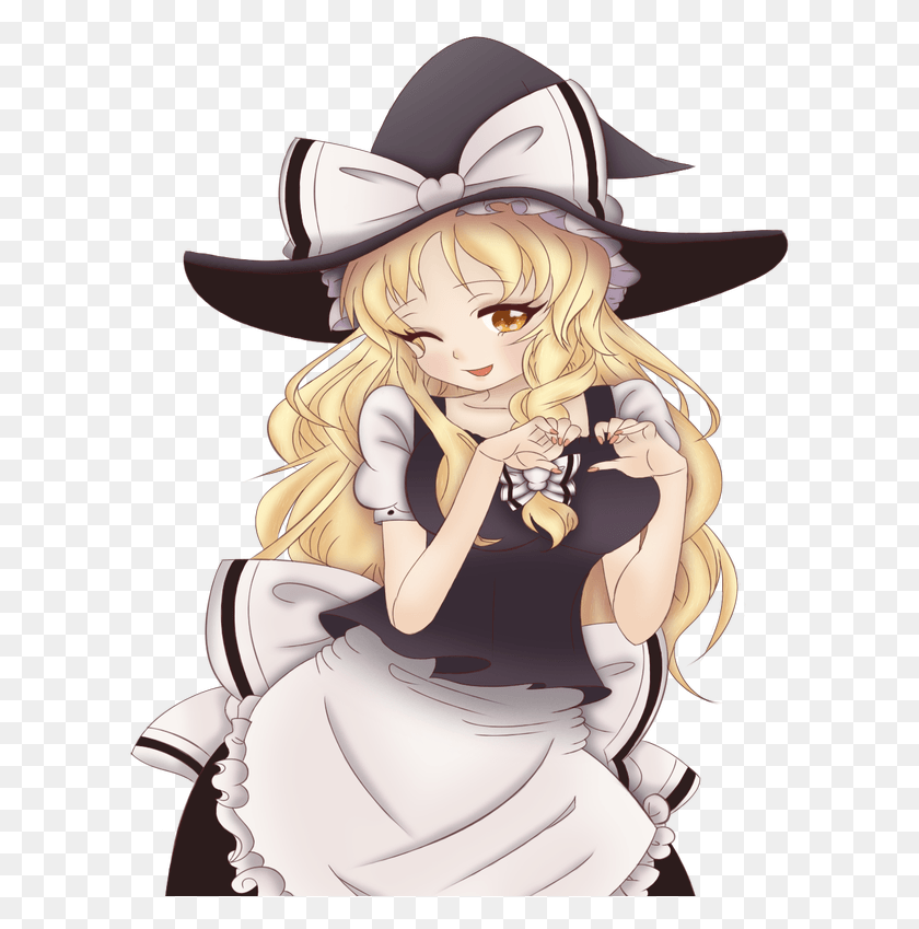 607x789 I Did The Lineart For Marisa And Colouring For Reimu Cartoon, Hat, Clothing, Apparel HD PNG Download
