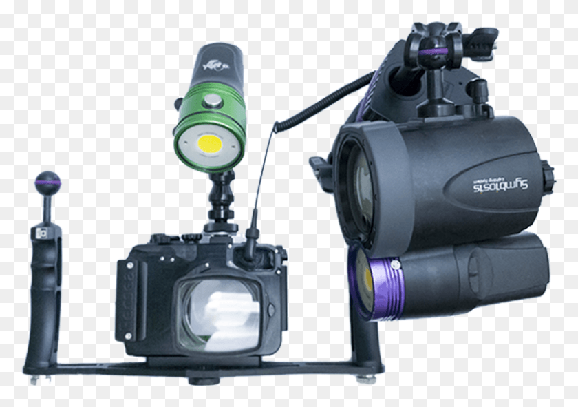 800x545 Descargar Png I Divesite I Das Double Arm Kit W 2 Strobes Amp Focus Video Camera, Machine, Light, Motor Hd Png
