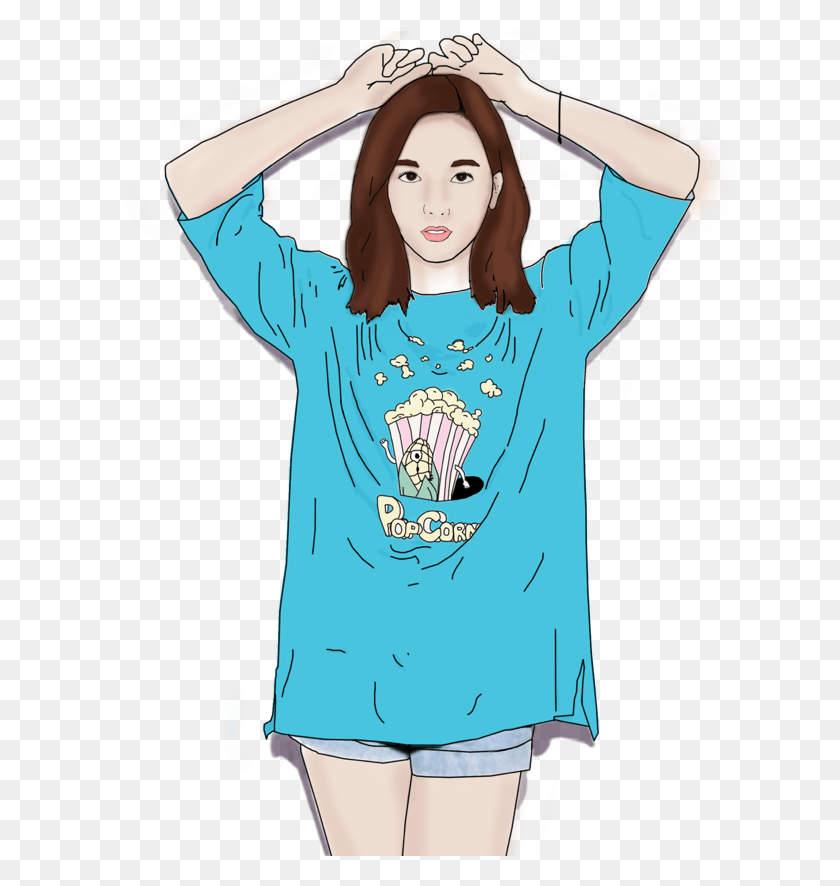 638x826 I Drew Nayeon39s Oh Boy Picture On Photoshop And It39s Girl, Clothing, Apparel, Sleeve HD PNG Download