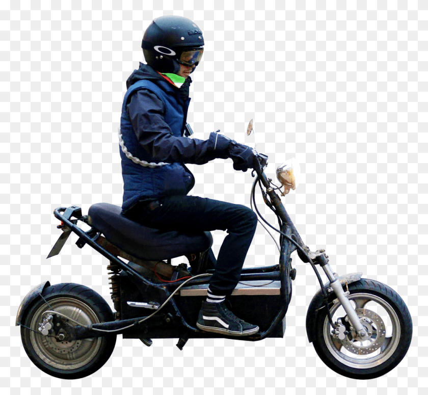 1024x939 I Electric Scooter Image Man On Scooter, Crash Helmet, Helmet, Clothing HD PNG Download