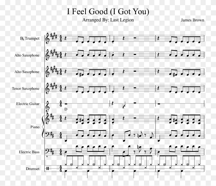 750x661 I Feel Good Sheet Music Composed By James Brown Got You I Feel Good Sheet Music Piano, Gray, World Of Warcraft HD PNG Download
