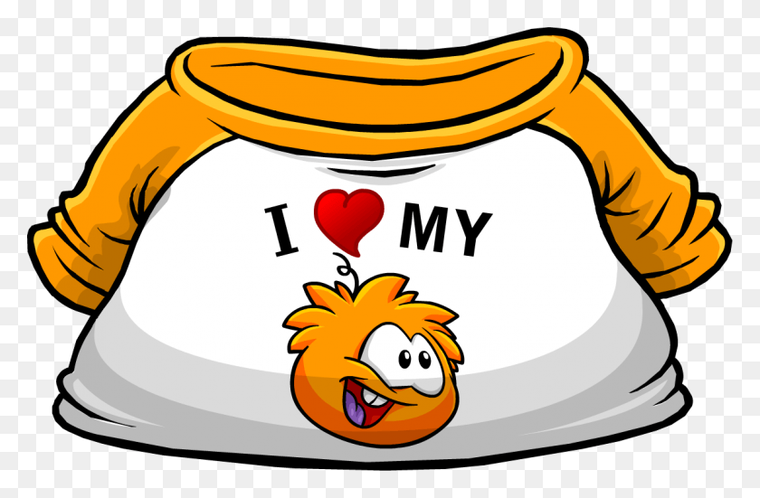 1142x720 Descargar Png I Heart My Orange Puffle T Shirt Club Penguin Orange Puffle, Etiqueta, Texto, Angry Birds Hd Png