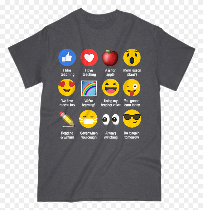898x932 I Like Love Teaching Emoji Emoticon Sayings Graphic T Shirt, Clothing, Apparel, T-shirt HD PNG Download