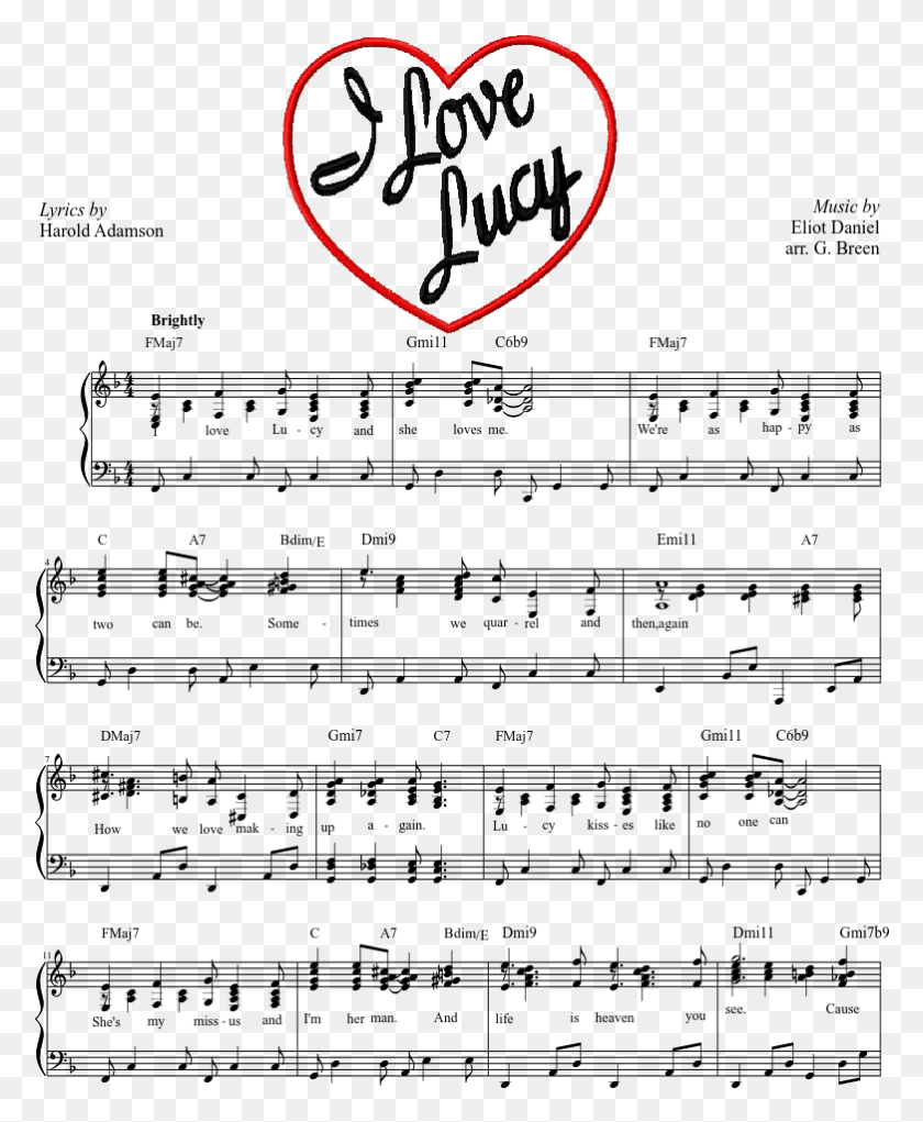 782x964 Descargar Png I Love Lucy Classic 5039S Tema Arreglado Para Piano Love Lucy Tema De La Canción, Símbolo, Logotipo, Marca Registrada Hd Png