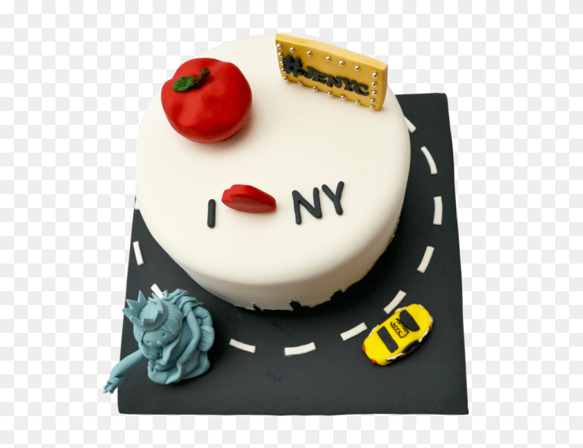 563x586 I Love New York Cake I Love Nyc With Edible Statue Birthday Cake, Dessert, Food, Icing HD PNG Download