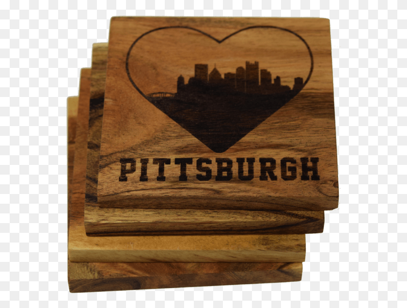 569x575 Descargar Png I Love Pittsburgh Pennsylvania Skyline Coasters Tienda De Madera Contrachapada, Madera, Etiqueta, Texto Hd Png