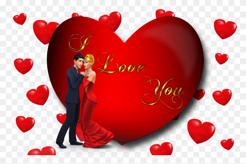 1865x1201 I Love You Loving Couple Red Heart Desktop Wallpaper Love You Photo, Person, Human, Dance Pose HD PNG Download