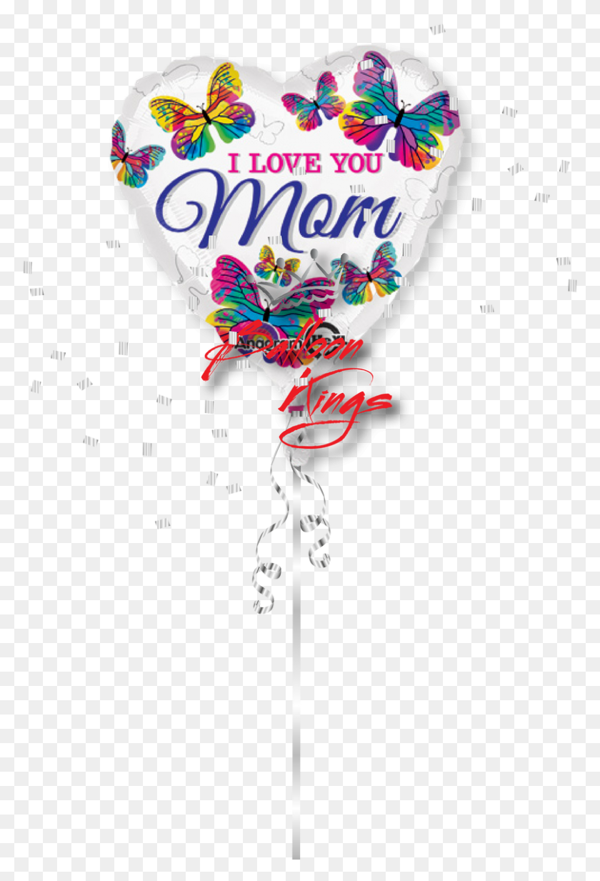 808x1216 I Love You Mom Butterflies Balloon, Graphics, Advertisement HD PNG Download