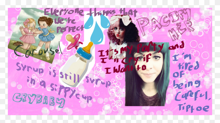 980x518 I Made A Collage About Melanie Martinez On Deviant Baby Bottle Clip Art, Label, Text, Person HD PNG Download