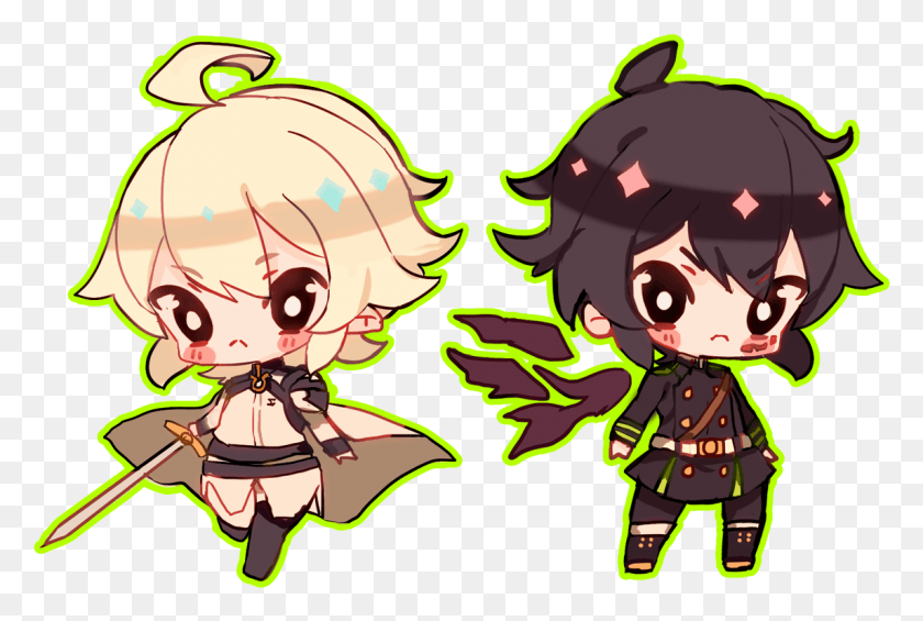 1144x742 I Then Selected It And Went To Edit Gt Define Brush Owari No Seraph Yuu And Mika Chibi, Graphics, Person HD PNG Download