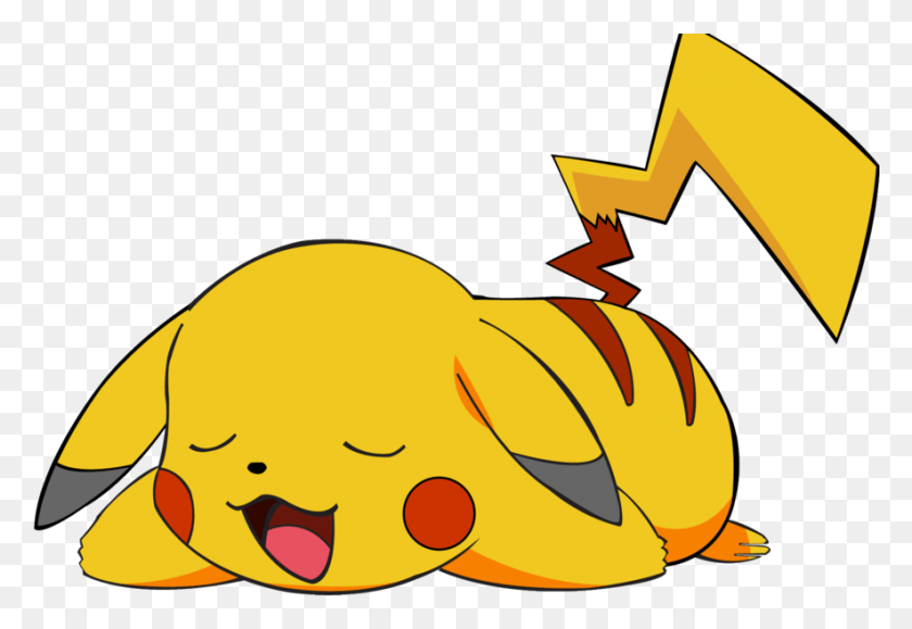 885x589 I Use To Have A T Shirt With This Tired Pikachu On Pikachu Sleeping, Animal, Goldfish, Fish HD PNG Download
