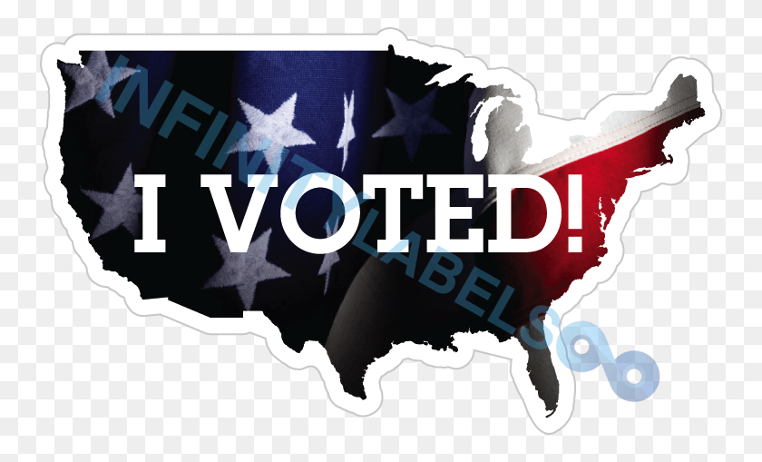 752x449 I Voted White Gloss Usa Labels Graphic Design, Symbol, Flag, Text HD PNG Download