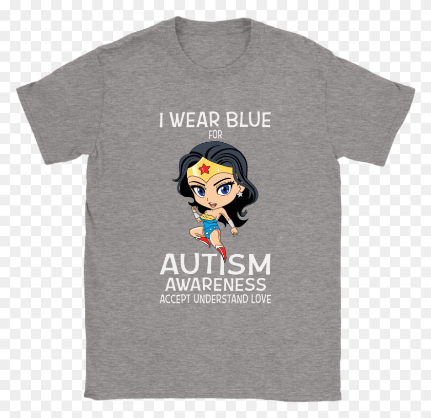855x827 I Wear Blue For Autism Awareness Wonder Woman Shirts Shirt, Clothing, Apparel, T-shirt HD PNG Download