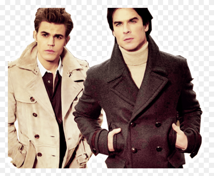954x773 Ian Somerhalder And Paul Wesley Vampire Diaries The Salvatore Brothers, Clothing, Apparel, Overcoat HD PNG Download