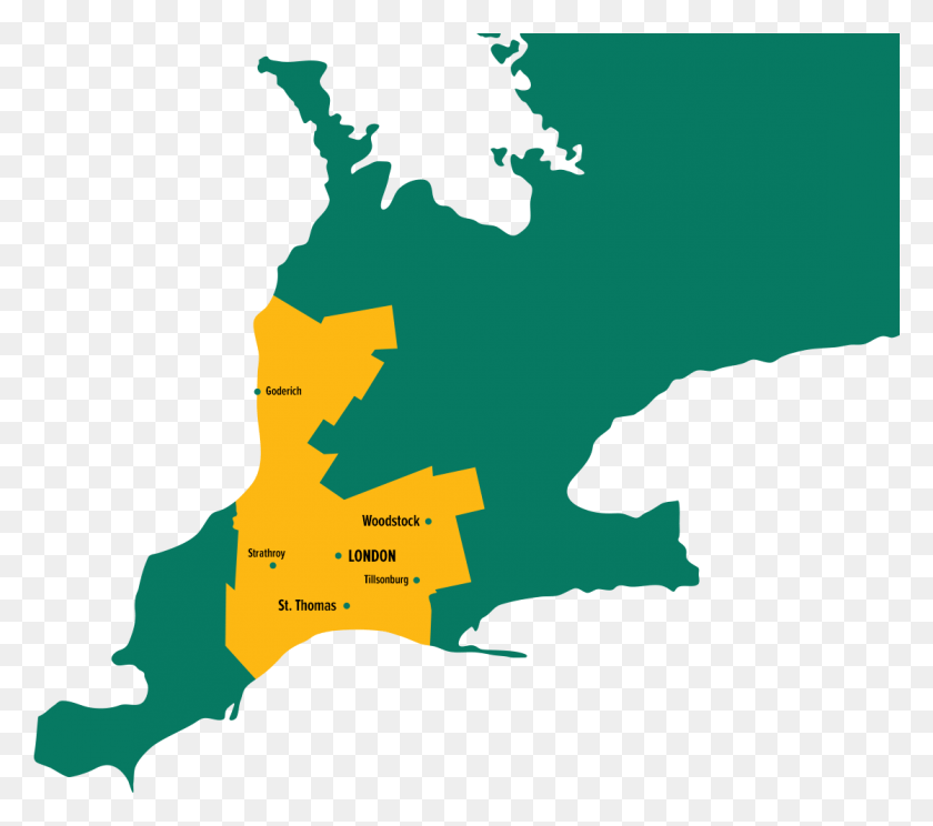 1116x979 Ibew 120 Карта Карта Юго-Западного Онтарио, Зеленый, Графика Hd Png Скачать
