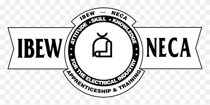 2400x1114 Логотип Ibew Neca, Черно-Белый Национальный Совместный Комитет По Обучению И Обучению, Безопасность, Текст, Символ Hd Png Скачать