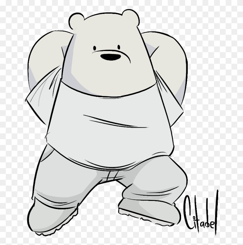 671x785 Ice Bear With His Fashion Bears Outfit Line Art, Animal, Mammal, Snowman HD PNG Download
