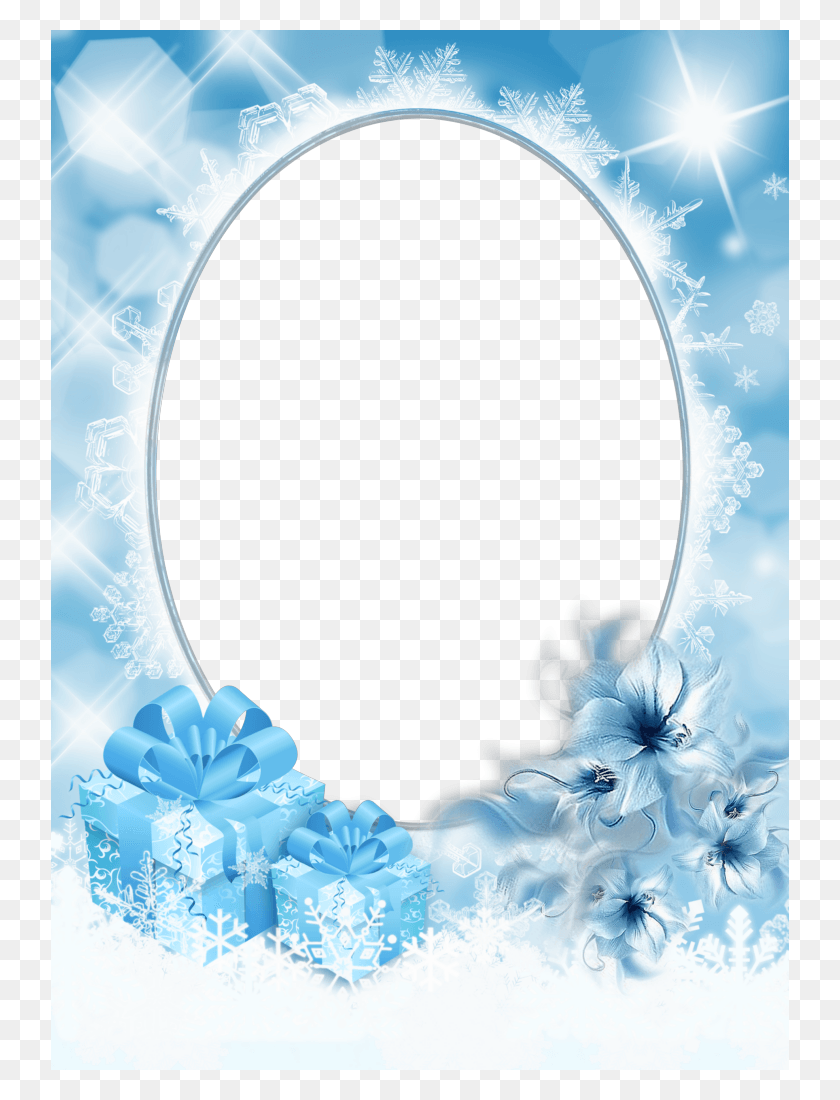 738x1040 Ice Christmas Photo Frame Blue Wedding Frame, Graphics, Text HD PNG Download
