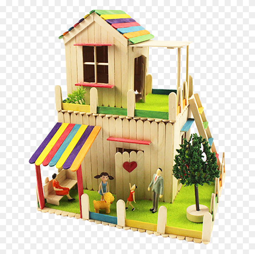 653x775 Ice Cream Bar Handmade Material Popsicle Stick Diy Dollhouse, Person, Human, Play Area HD PNG Download