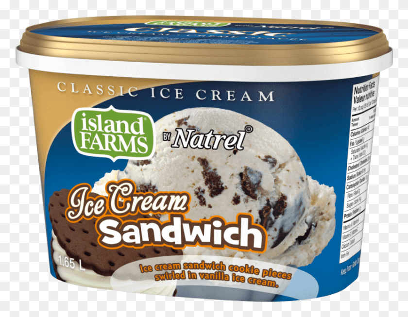 828x630 Ice Cream Sandwich Cookie Pieces Swirled In Vanilla Island Farms Ice Cream, Food, Tin, Dessert HD PNG Download