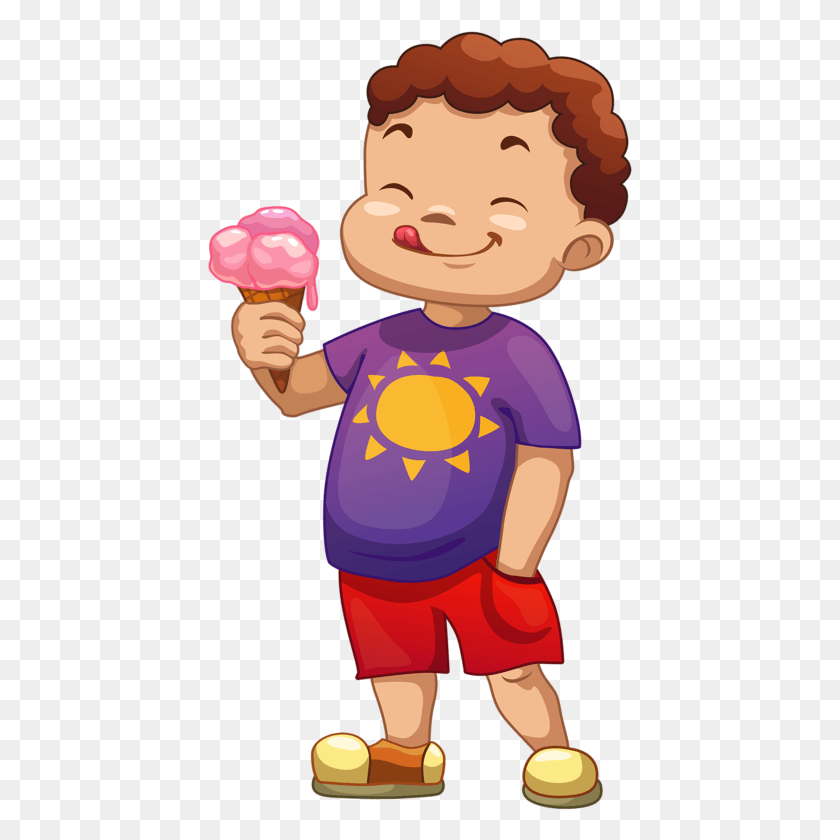 425x780 Ice Cream Tastes Better In Vacation Days Boy Eating Ice Cream Clipart, Cream, Dessert, Food HD PNG Download