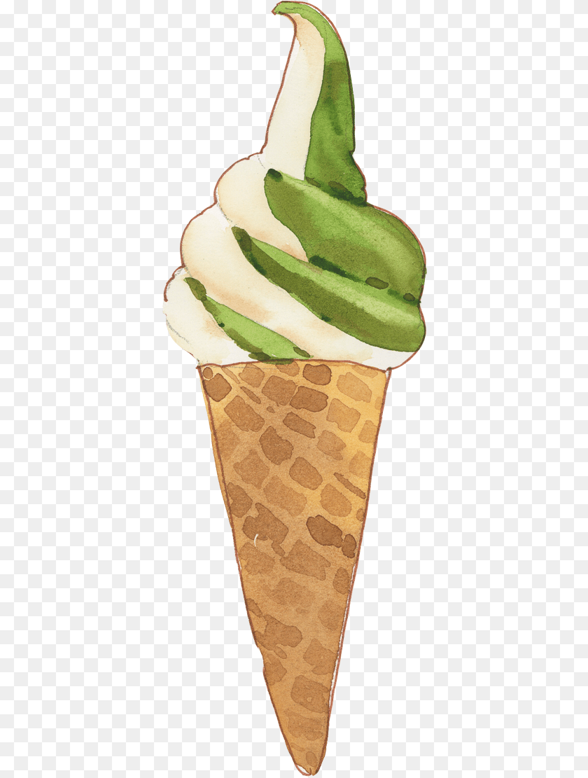 379x1111 Ice Cream Watercolor Element Cone, Dessert, Food, Ice Cream, Soft Serve Ice Cream PNG