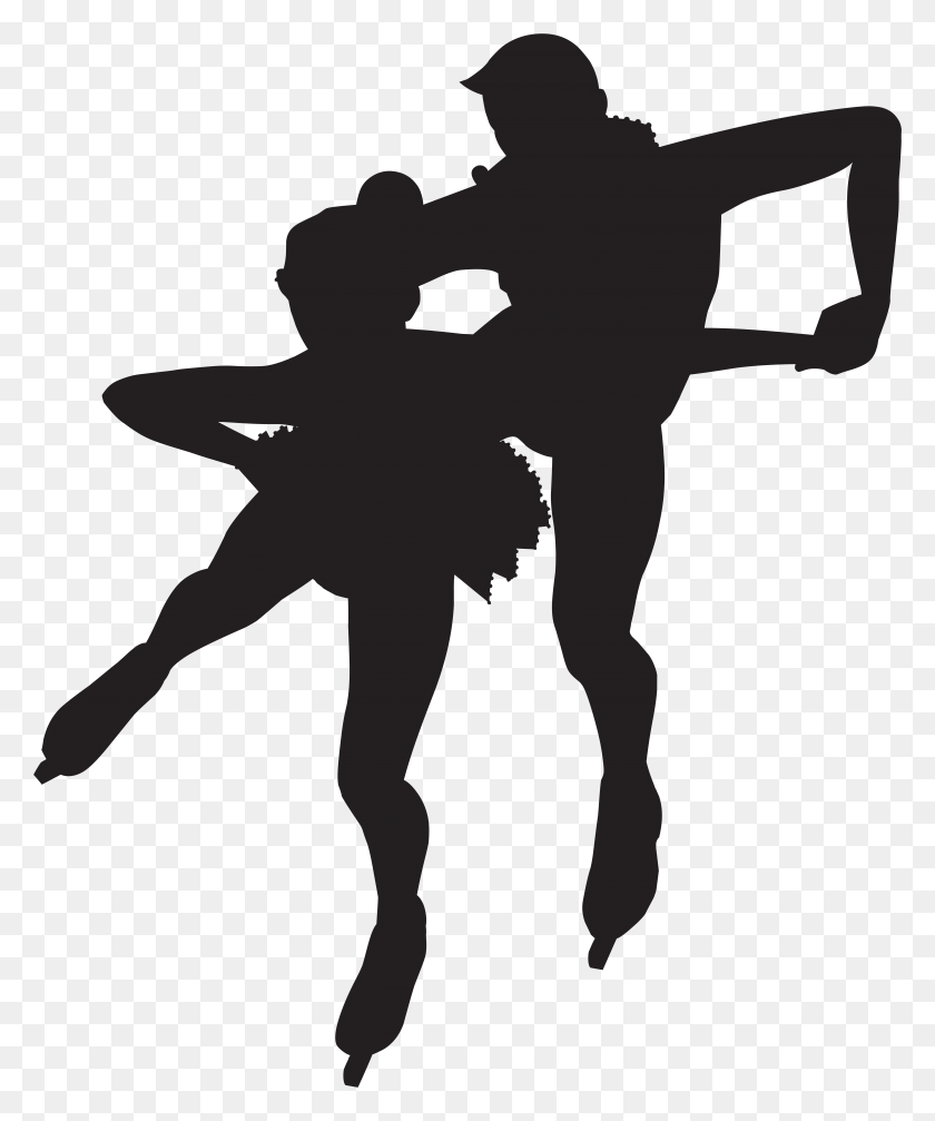 6524x7923 Ice Skaters Silhouette Clip Art Image, Person, Human HD PNG Download
