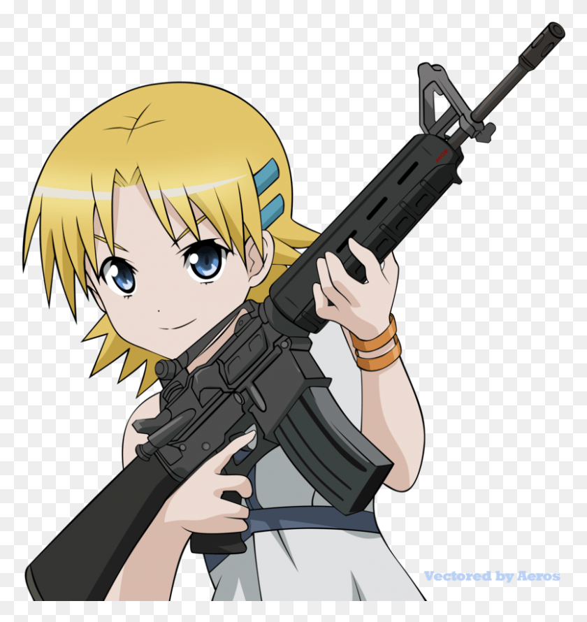 802x854 Ichirouku Vector By Aeroslaughter D51ujna Anime Girl Holding Gun, Weapon, Weaponry, Person HD PNG Download